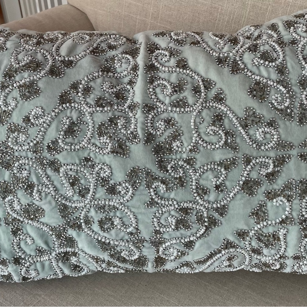 Elegant Beaded Throw Pillow